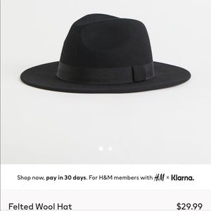NWT H&M Wool/Felt Black Fedora Hat